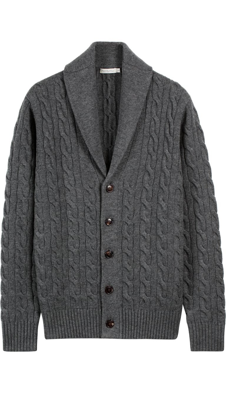 Dark Grey Shawl Collar Cardigan Sw840 | Suitsupply Online Store