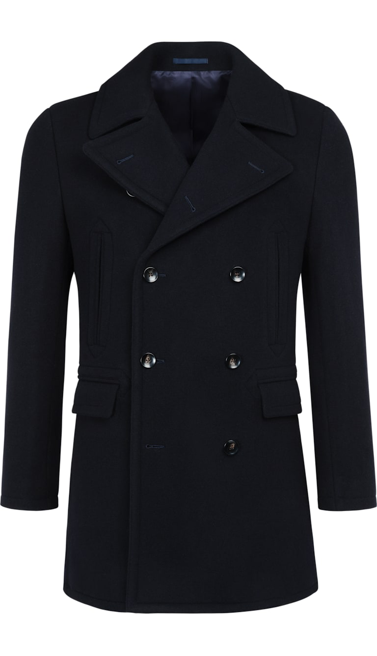 Navy Double Breasted Coat J520i | Suitsupply Online Store