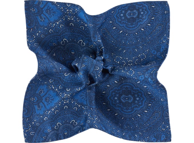 Blue Pocket Square Double Sided