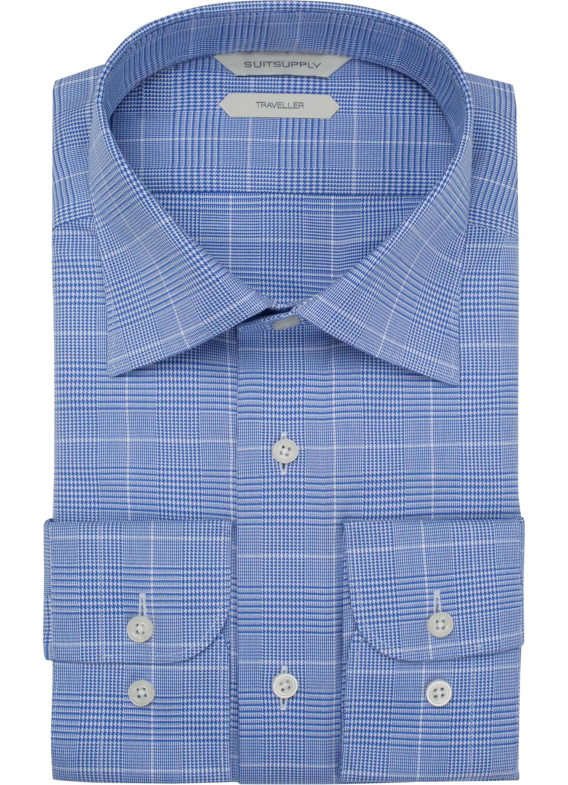Blue Check Traveller Shirt Single Cuff H5791u | Suitsupply Online Store