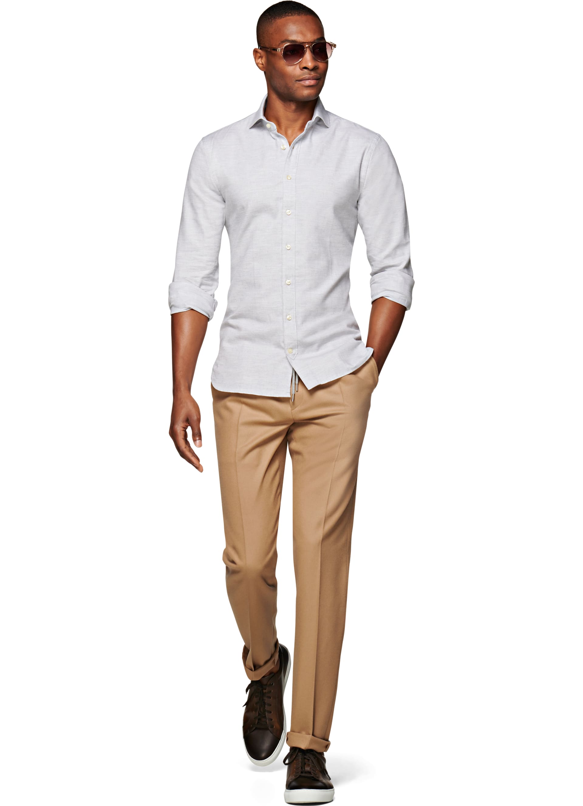 Light Grey Flannel Shirt Single Cuff H5800u | Suitsupply Online Store