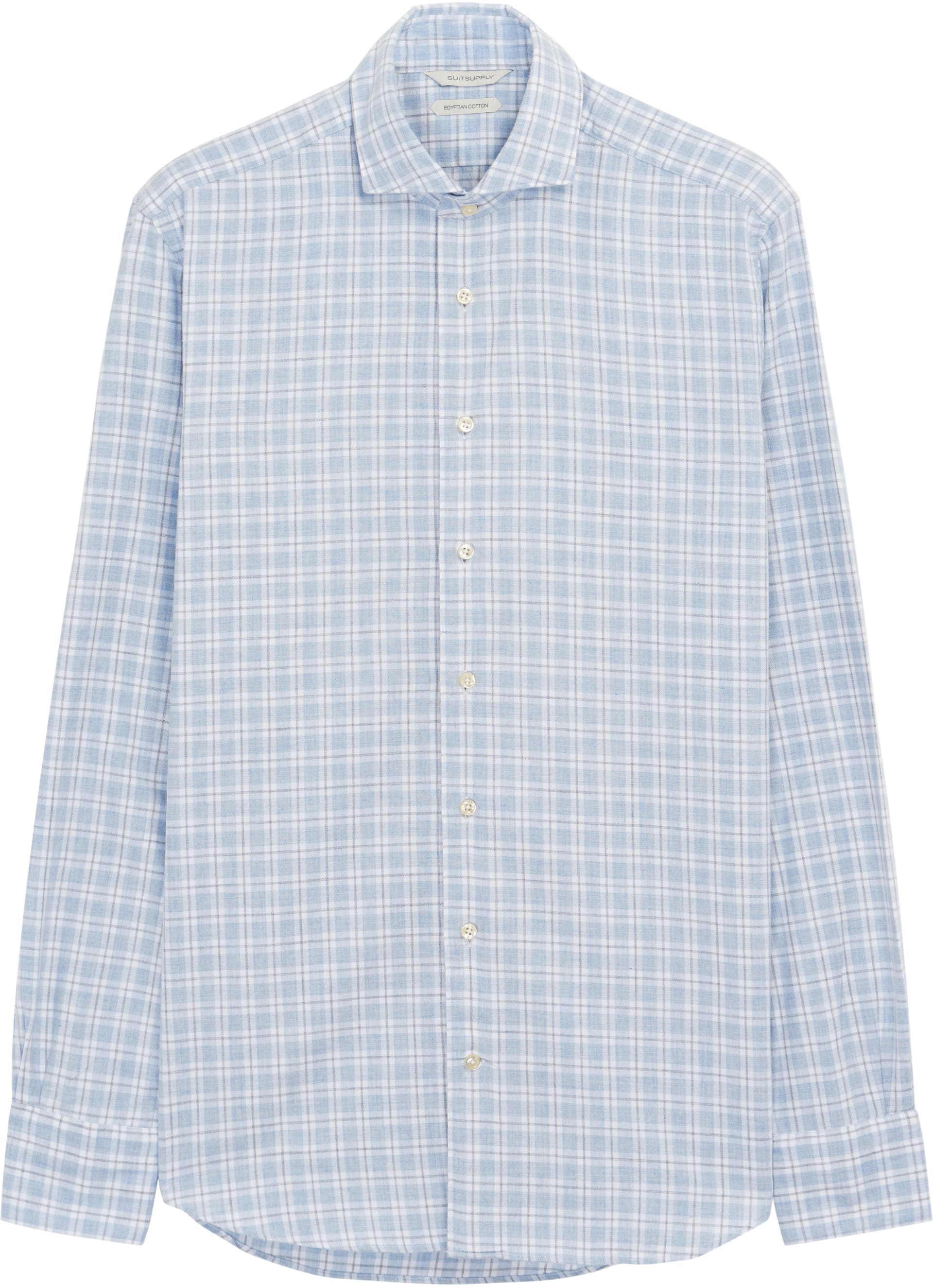 Light Blue Check Flannel Shirt Single Cuff H5828u | Suitsupply Online Store
