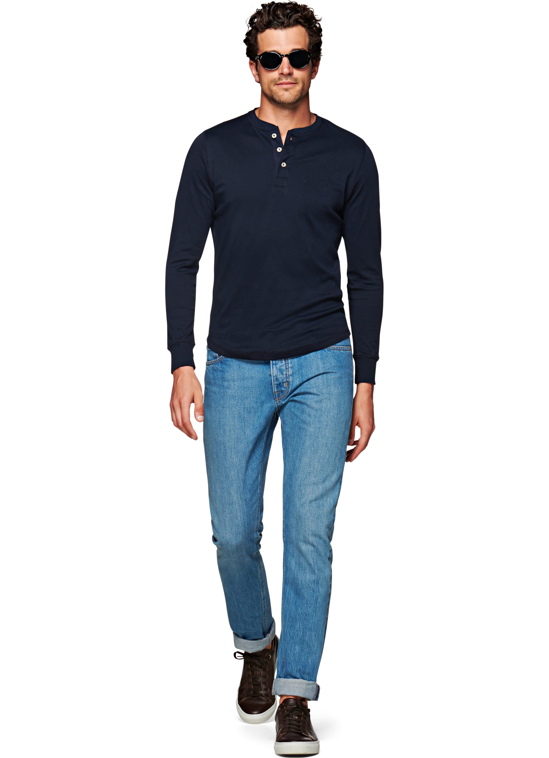 Navy Henley Tshirt Sw773 Suitsupply Online Store