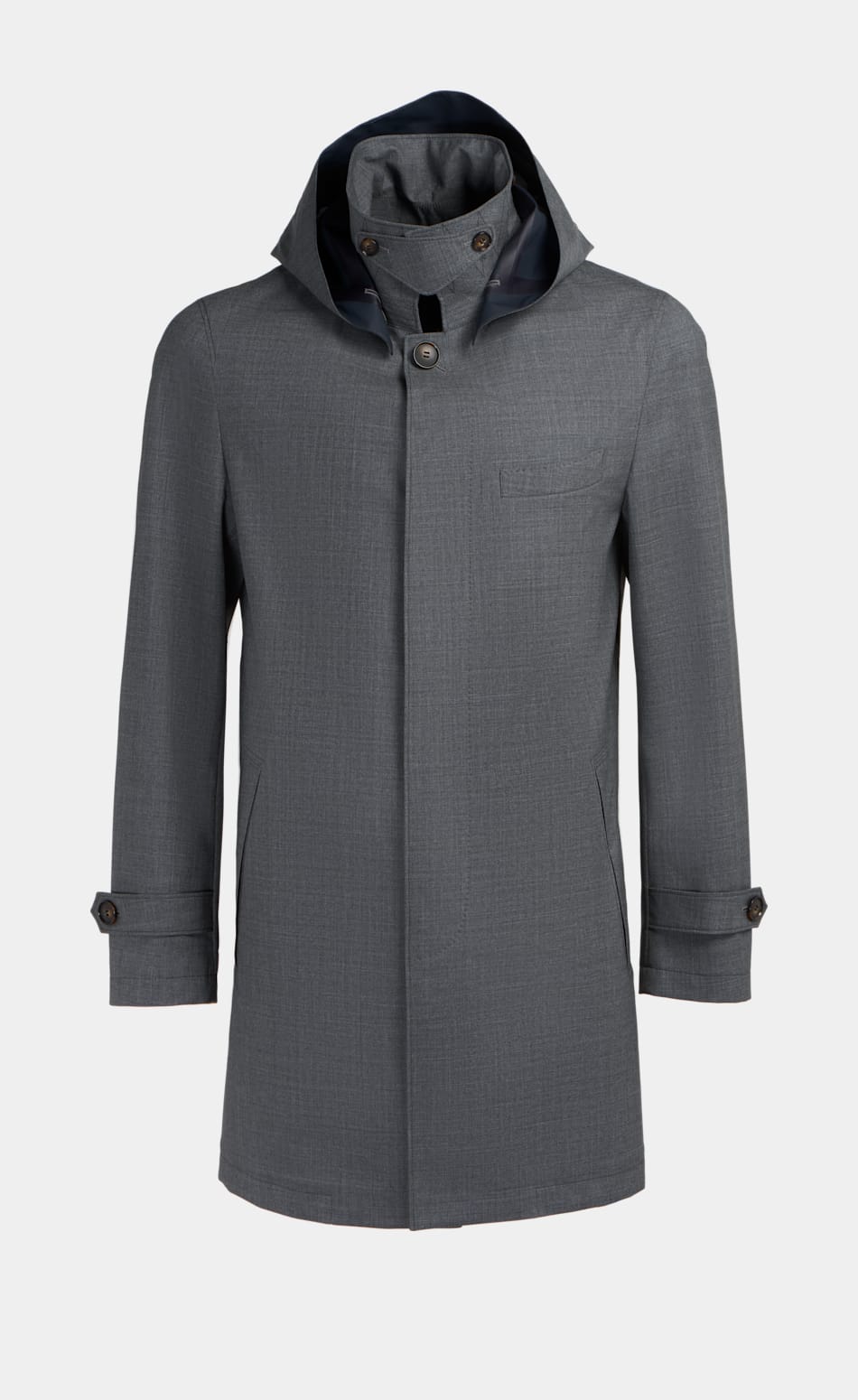 Grey Raincoat Waterrepellent Wool Polyurethane Suitsupply Online Store