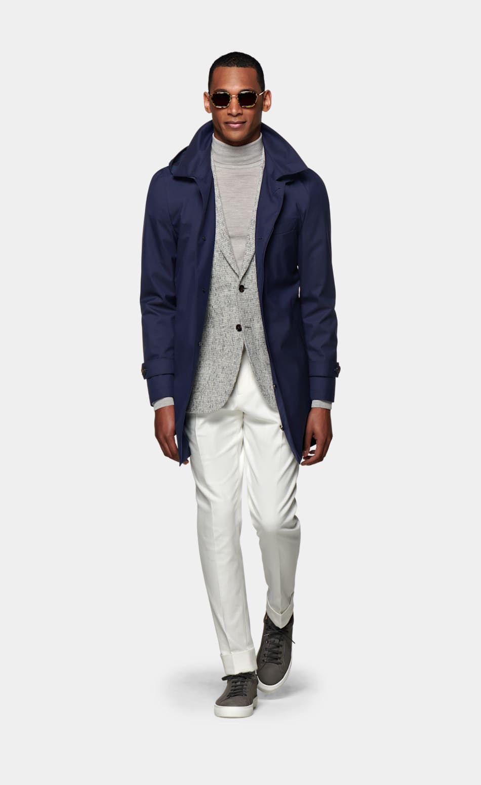 Navy Raincoat Waterrepellent Wool Polyurethane Suitsupply Online Store