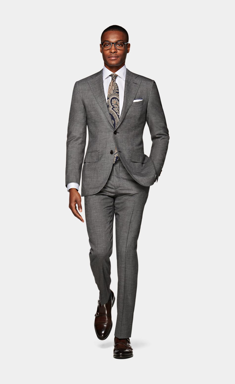 Mid Grey Lazio Suit | Wool Silk Single Breasted ...