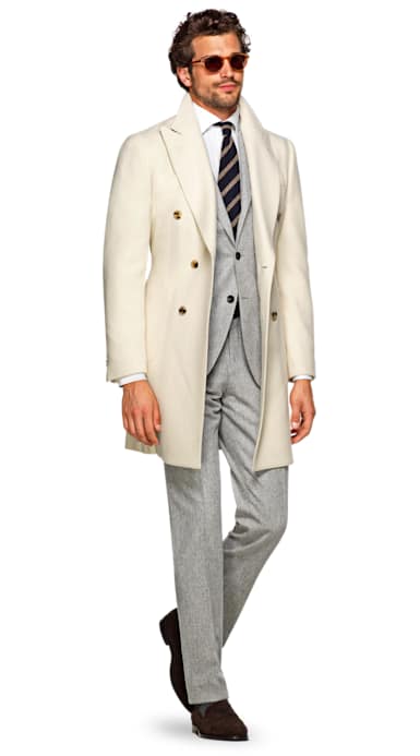Off White Double Breasted Coat