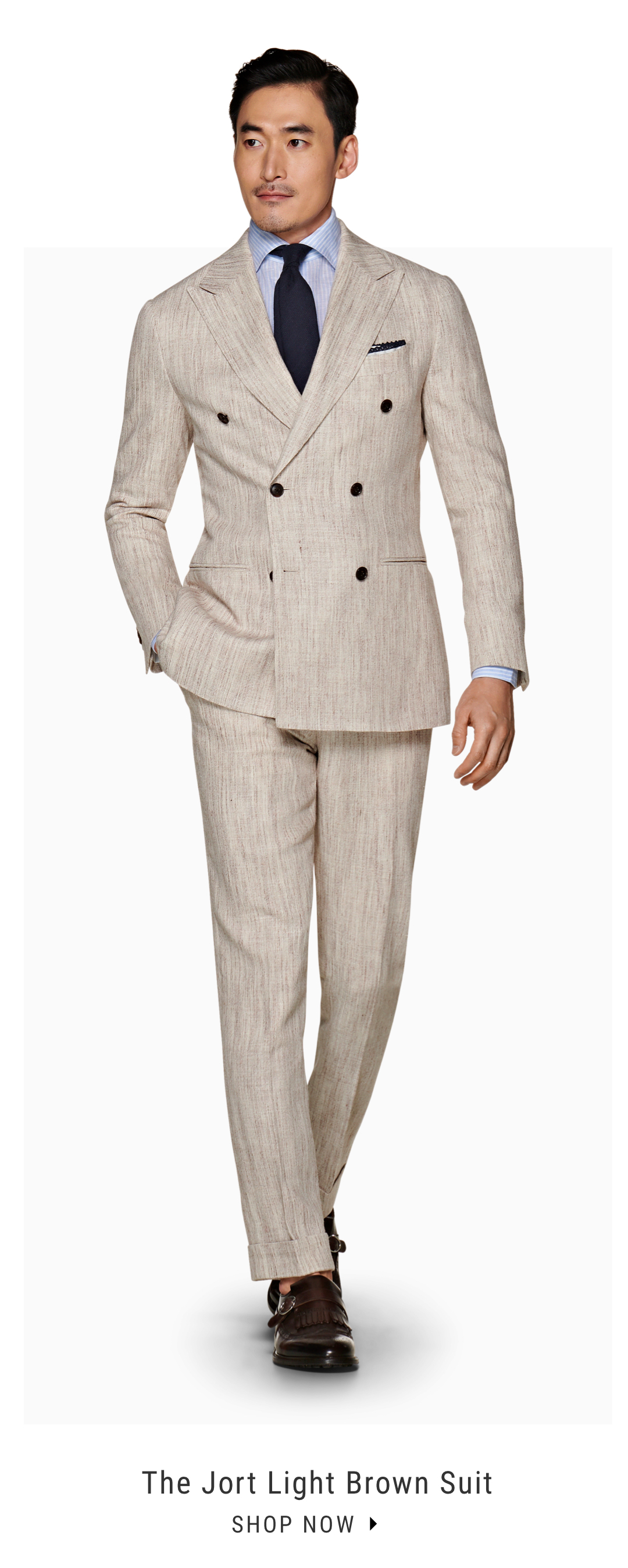 The Jort Light Brown Stripe Suit | Shop Now