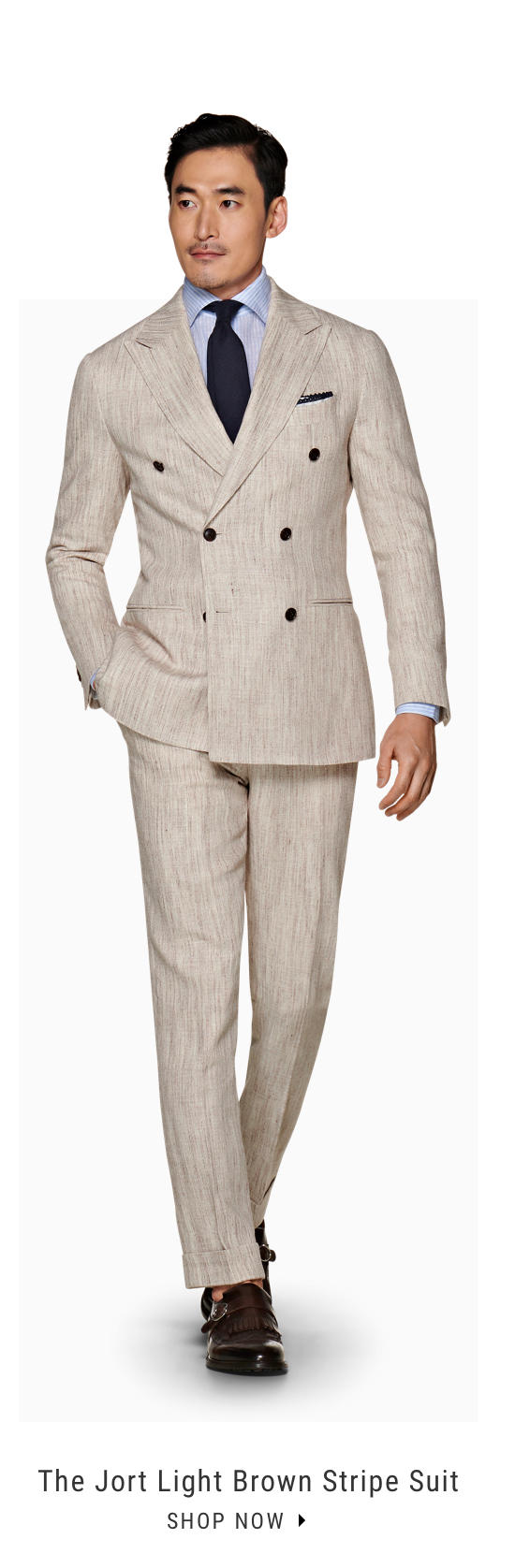 The Jort Light Brown Stripe Suit | Shop Now