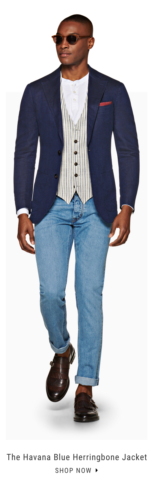 The Havana Blue Herringbone Jacket | Shop Now