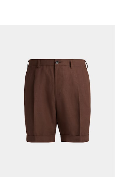 Brown Pleated Bosa Shorts | Shop now