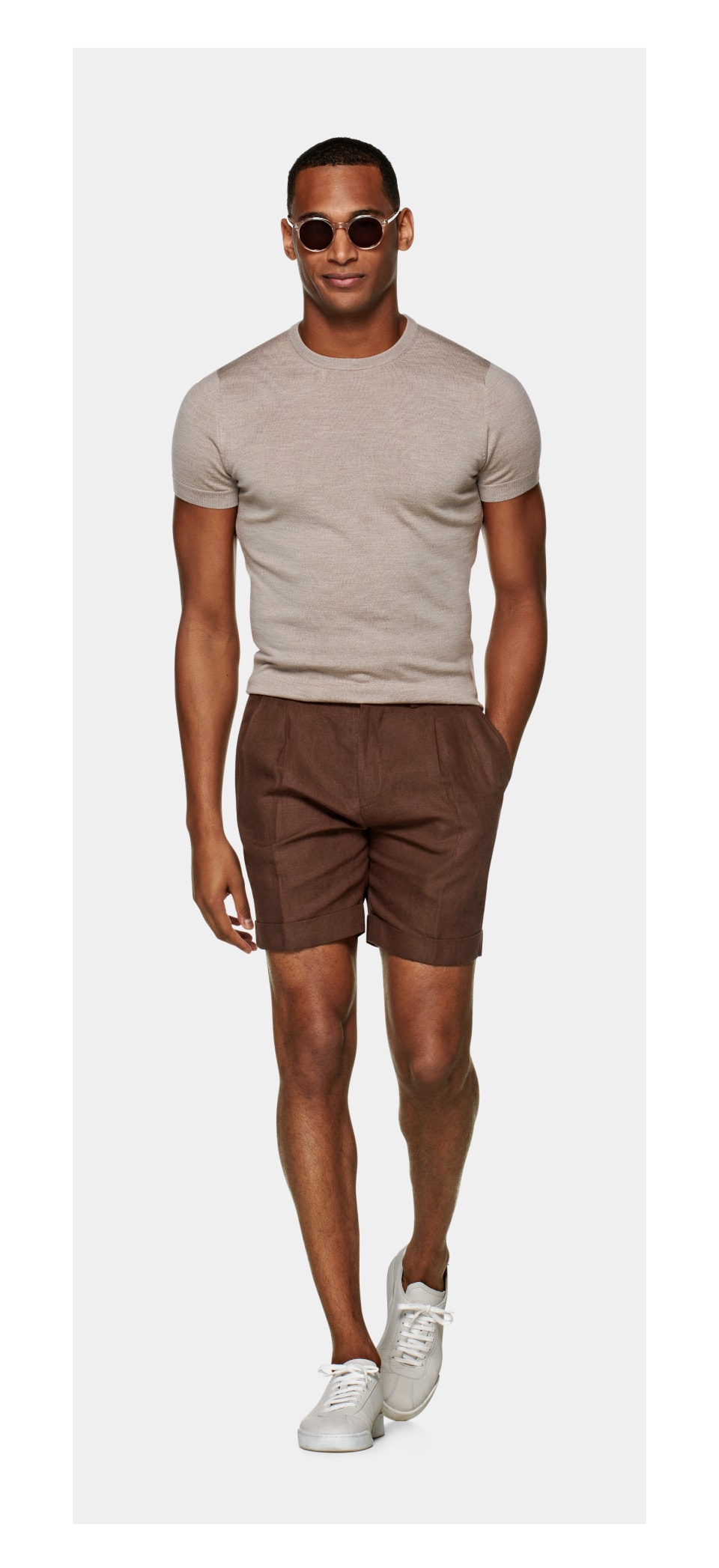 Brown Pleated Bosa Shorts | Shop now