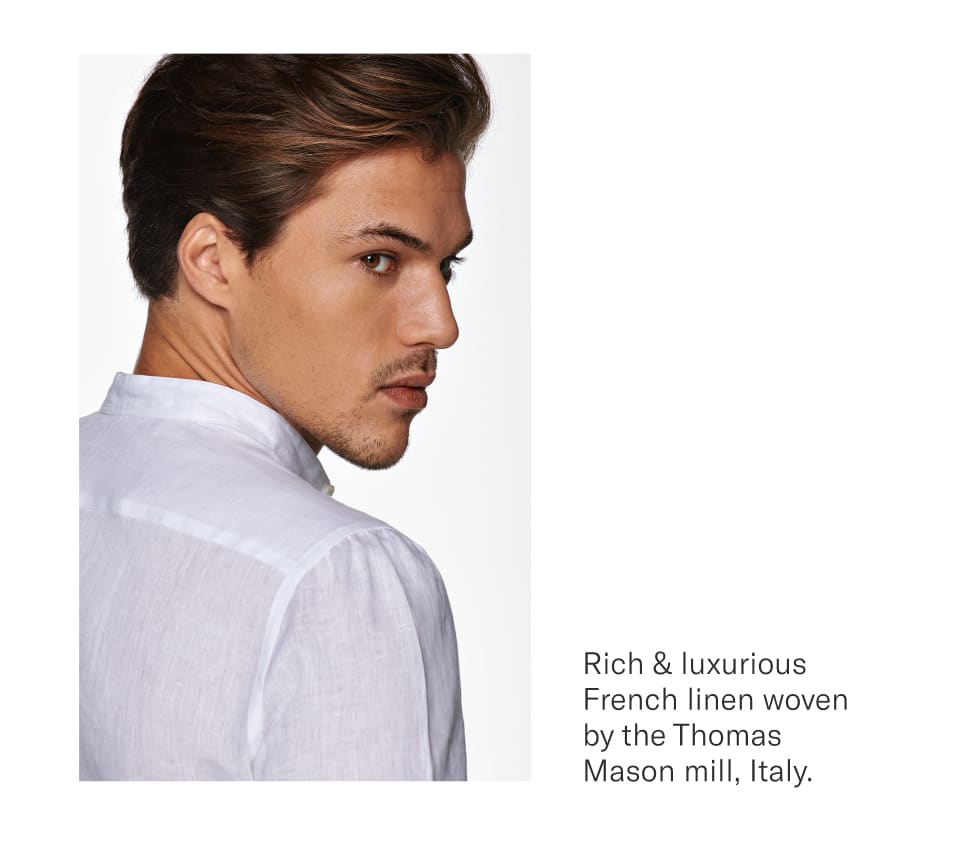 Rich & luxurious French linen woven by the Thomas Mason mill, Italy.