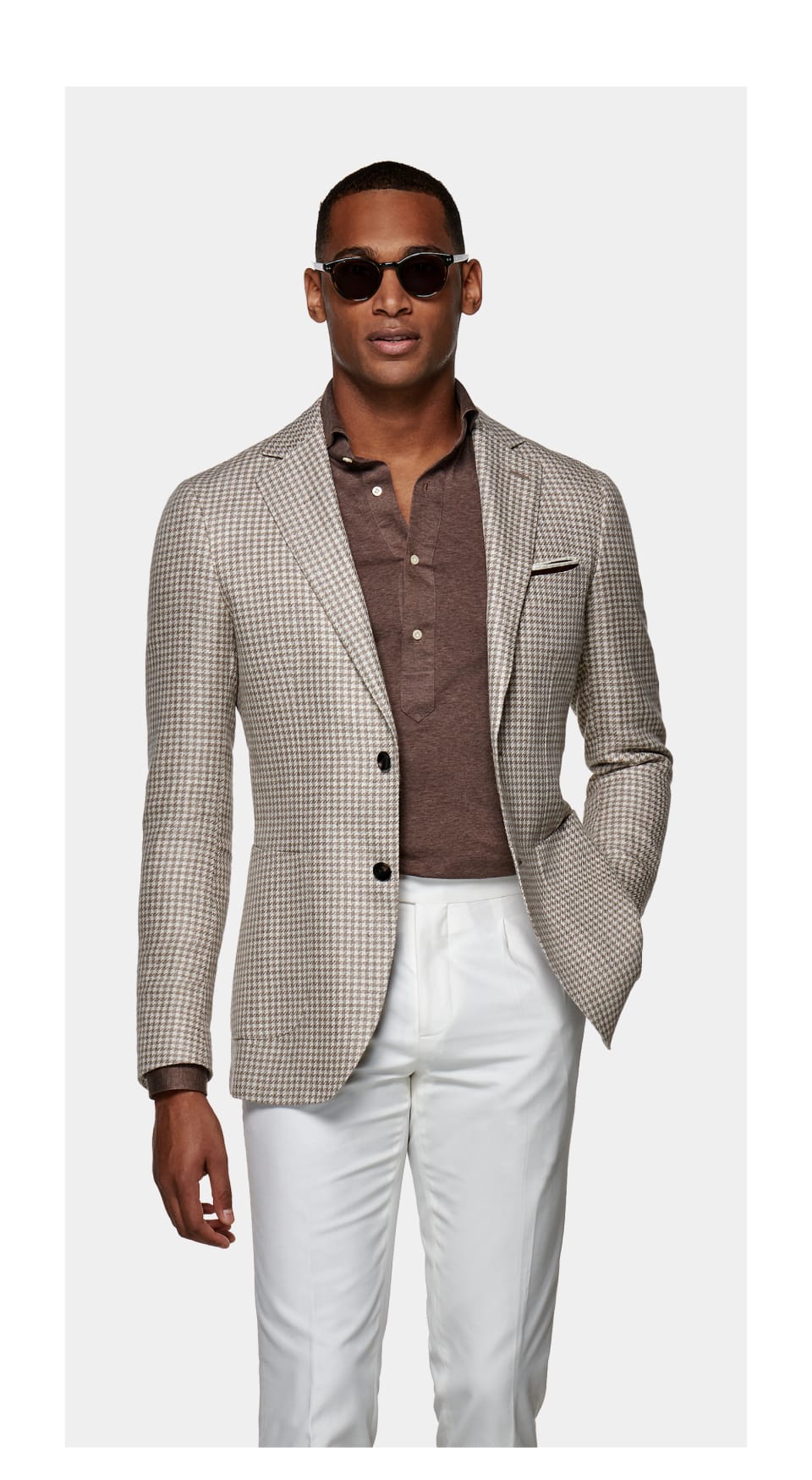 The Light Brown Houndstooth Havana Jacket