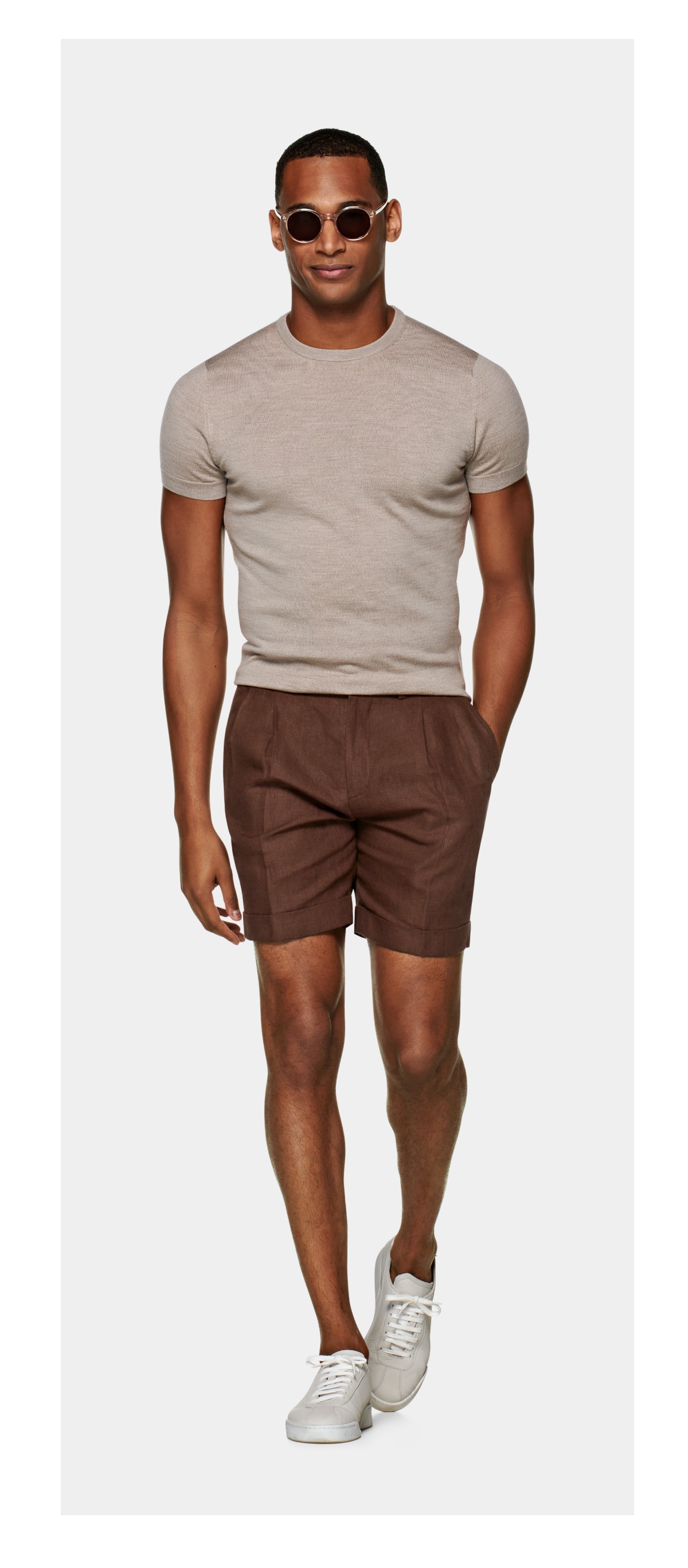 Brown Pleated Bosa Shorts | Shop now