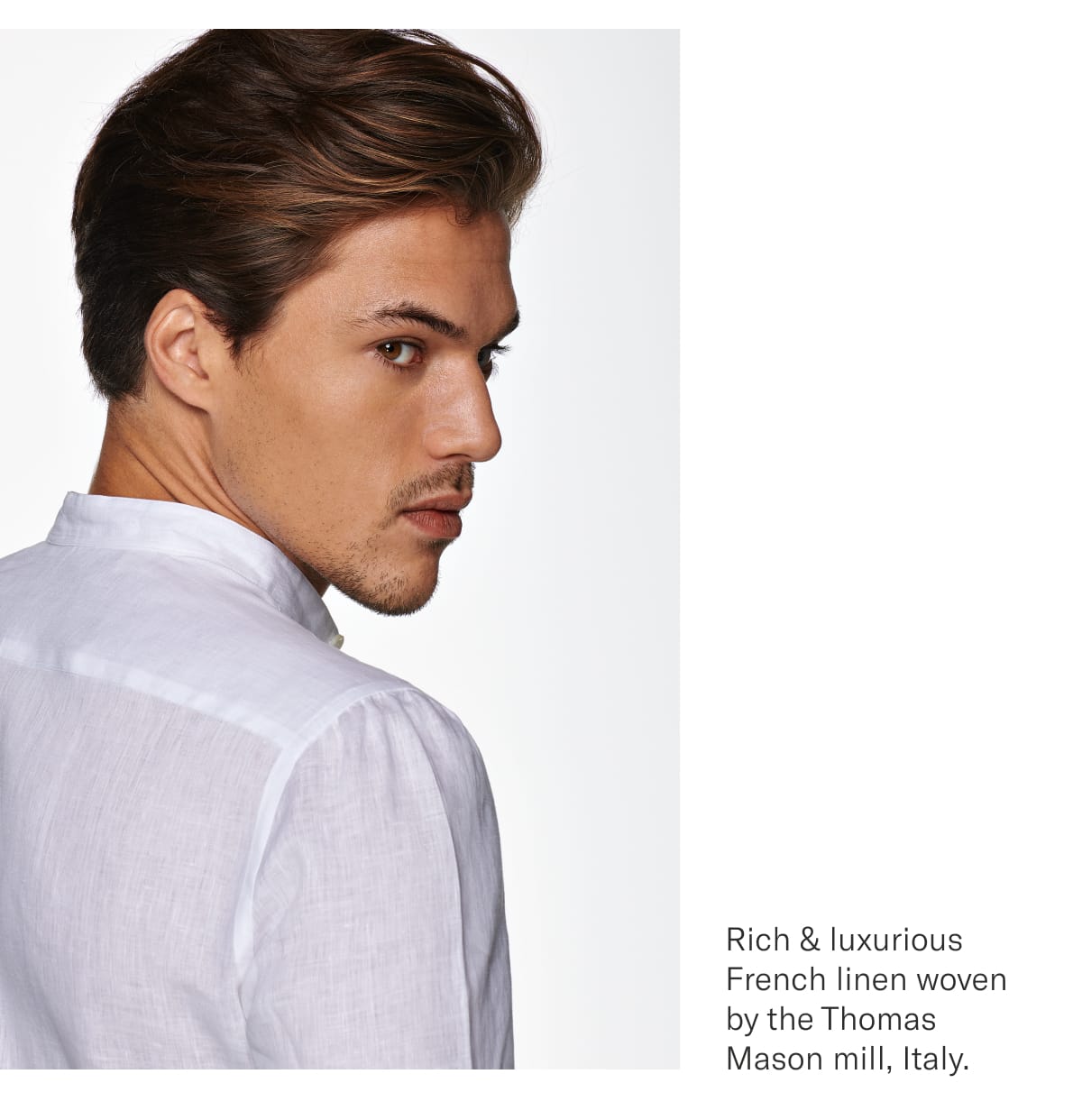 Rich & luxurious French linen woven by the Thomas Mason mill, Italy.