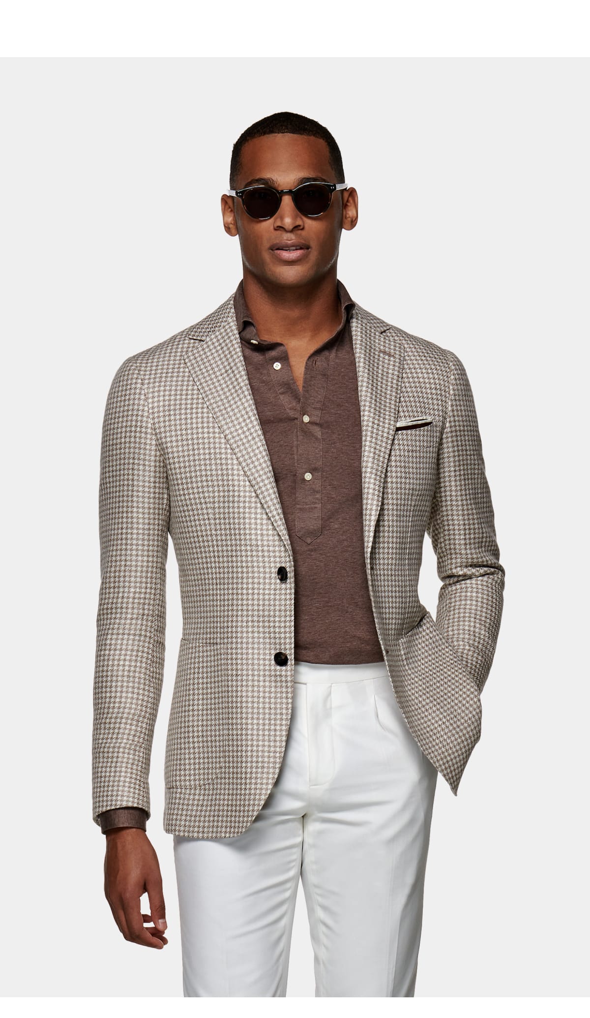 The Light Brown Houndstooth Havana Jacket