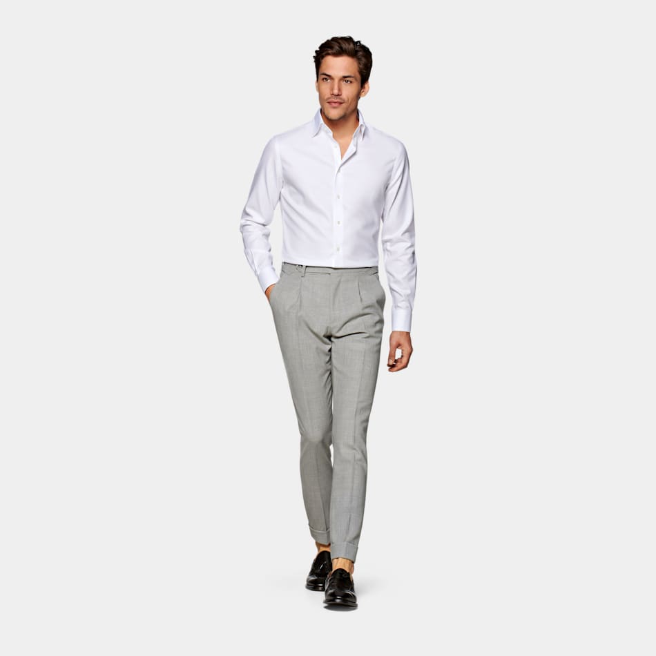 White Oxford Slim Fit Shirt Cotton Two Ply Traveller